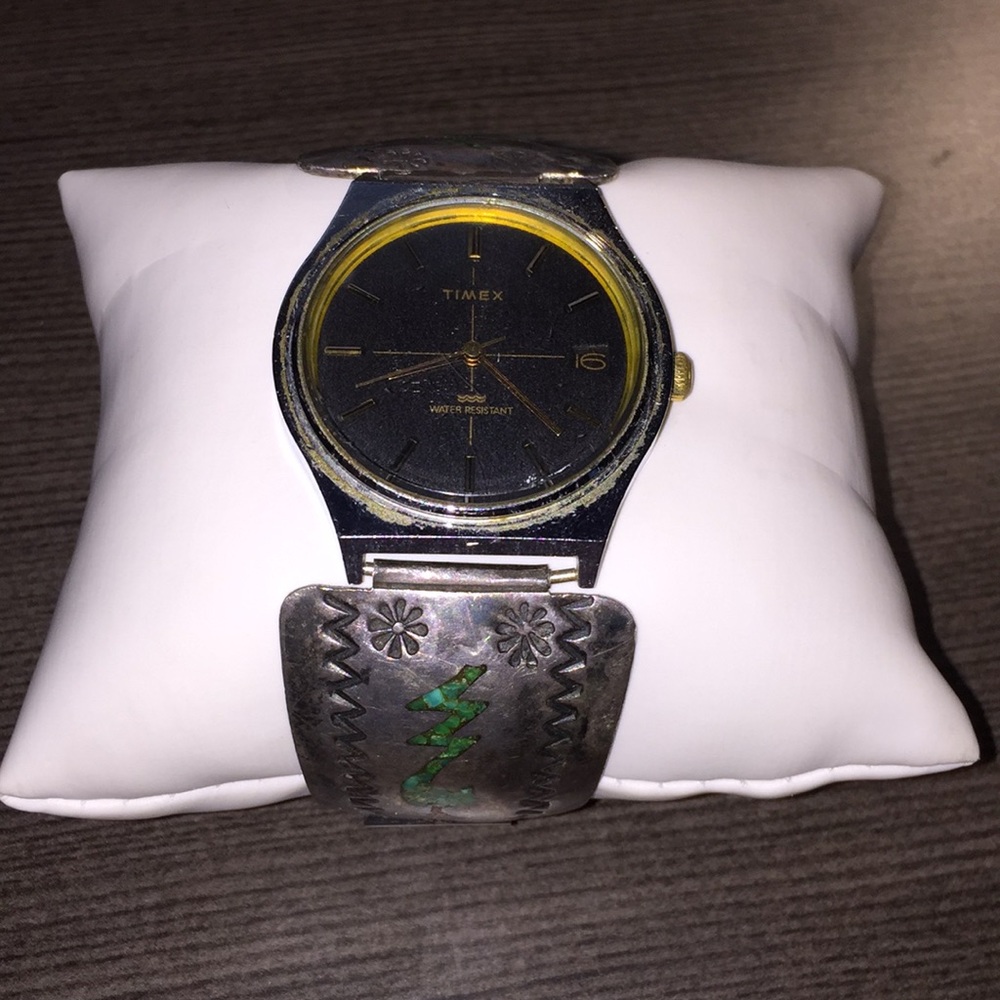 Vintage Timex Sterling Silver Navajo Watch